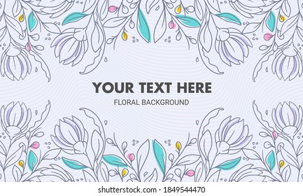 Symmetrical Colored Hand Drawn Natural Floral Background