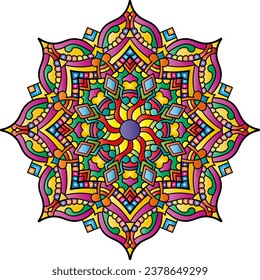 Symmetrical colorful pattern in mandala style. 
Arabic, Indian, Islam, Chinese motifs.Vector illustration.