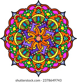 Symmetrical colorful pattern in mandala style. 
Arabic, Indian, Islam, Chinese motifs.Vector illustration.