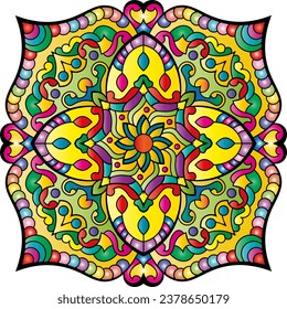 Symmetrisches bunter Muster im Mandala-Stil. 
Arabisch, indisch, Islam, chinesische Motive.Vektorgrafik.