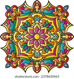 Symmetrical colorful pattern in mandala style. 
Arabic, Indian, Islam, Chinese motifs.Vector illustration.