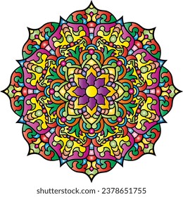 Symmetrical colorful pattern in mandala style. 
Arabic, Indian, Islam, Chinese motifs.Vector illustration.
