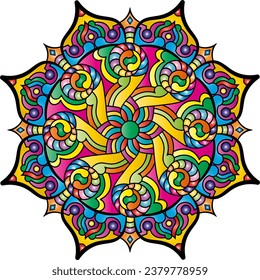 Symmetrical colorful pattern in mandala style.  Arabic, Indian, Islam, Chinese motifs.Vector illustration.