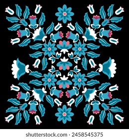 Symmetrical composition of flowers Mexican embroidery