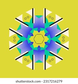 Composición simétrica de formas geométricas. Elemento abstracto para el diseño. Ilustración vectorial en un estilo plano.