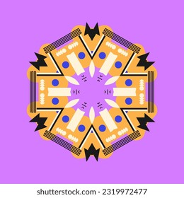 Composición simétrica de formas geométricas. Elemento abstracto para el diseño. Ilustración vectorial en un estilo plano.