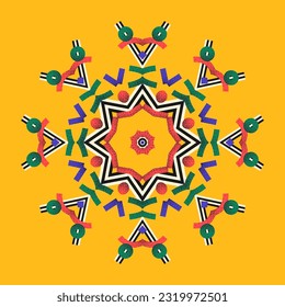Symmetrical composition of geometric shapes. Abstract element for design. Vector illustration in a flat style.