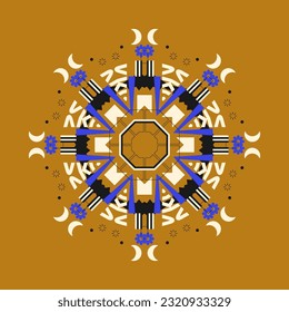 Symmetrical composition of geometric shapes. Abstract element for design. Vector illustration in a flat style.