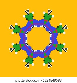 Symmetrical composition of geometric shapes. Abstract element for design. Vector illustration in a flat style.