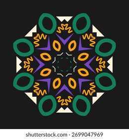 Symmetrical composition of geometric shapes. Abstract element for design. Vector illustration in a flat style with simple shapes.