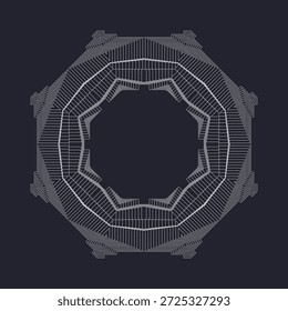 Composição simétrica das formas geométricas. Elemento abstrato para o projeto. Ilustração vetorial em estilo plano.	