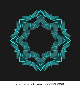 Composição simétrica das formas geométricas. Elemento abstrato para o projeto. Ilustração vetorial em estilo plano.	
