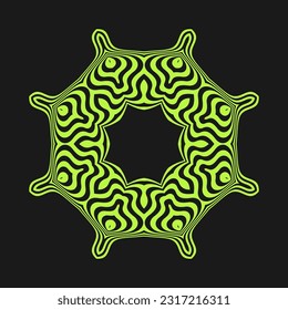 Symmetrical composition of wavy lines. Abstract element for design. Vector illustration. A pattern of deformed stripes.