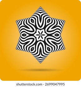 Composição simétrica das linhas onduladas. Elemento abstrato para o projeto. Ilustração vetorial. Um padrão de listras deformadas. Design gráfico moderno.