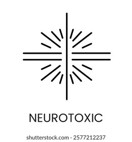 A symmetrical cross icon in vector, with rays representing neurotoxic balance and disruption, with an editable stroke