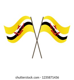 Symmetrical Crossed Brunei flags