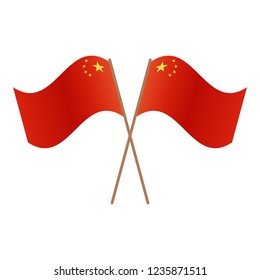 Symmetrical Crossed China flags