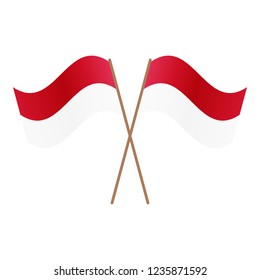 Symmetrical Crossed Indonesia flags