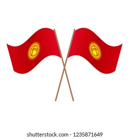 Symmetrical Crossed Kyrgyzstan flags