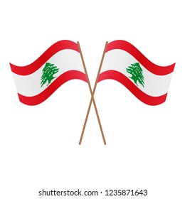 Symmetrical Crossed Lebanon flags