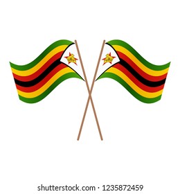 Symmetrical Crossed Zimbabwe flags
