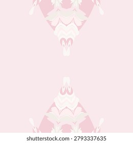 Symmetrical decorative motif with cherry mist, sweet pink, latte froth, pearl white on a cream blush minimalist palette