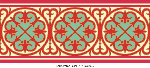 symmetrical decorative ornament tile pattern with vintage byzantine style elements