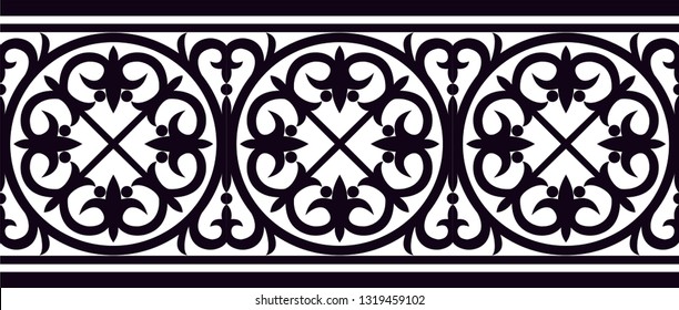 symmetrical decorative ornament tile pattern with vintage byzantine style elements