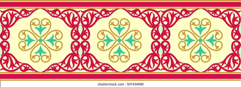  symmetrical decorative ornament tile pattern with vintage byzantine style elements