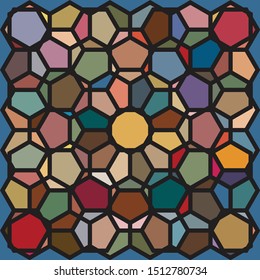 Symmetrical decorative pattern with strong, black dividing lines