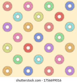 Symmetrical donut pattern on a light orange background