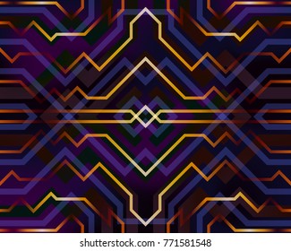 symmetrical electric circuit network on blue and violet background
