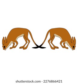 Symmetrical ethnic design with two ancient Egyptian animals. Stylized Jerboa. (Allactaga tetradactyla). African desert rodent. Isolated vector illustration. 