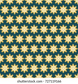 symmetrical figures of a gradient yellow to dark green background, forming a seamless pattern,
