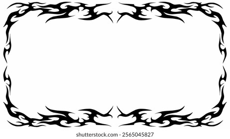 symmetrical fire frame in black tribal abstract shape free-hand style vector design