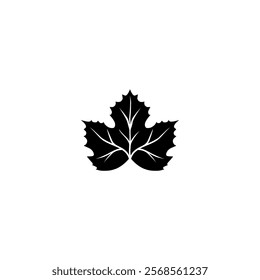 Symmetrical five lobed grape leaf icon with detailed serrated edges and central vein.