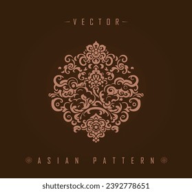 Symmetrical Floral Asian Pattern with Elegant Swirls and Details