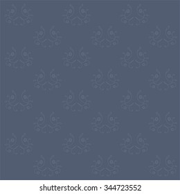 Symmetrical floral background. Light blue ornament on dark blue background. Web design element, wrapping paper, texture