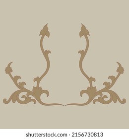 Symmetrical floral design or frame with stylized leaves. Vintage medieval style.