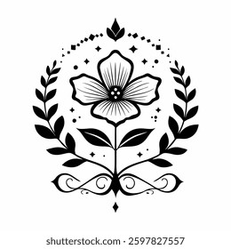 Symmetrical floral design vector on white background