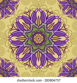Symmetrical floral seamless pattern.