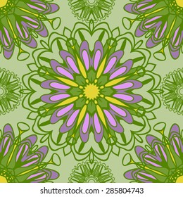 Symmetrical floral seamless pattern.