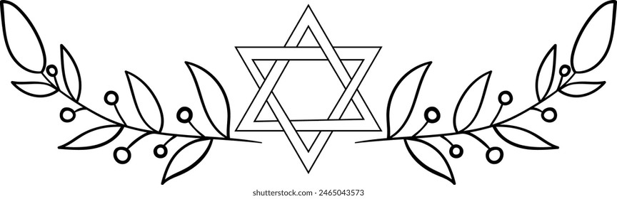 Symmetrical floral vignette with star of David