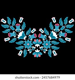 Symmetrical flower arrangement Mexican ethnic embroidery