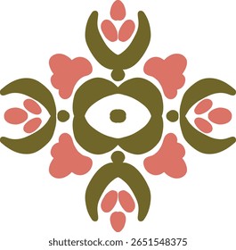 Design de flor simétrico com pétalas de coração. Adequado para padrões, embalagem e uso decorativo