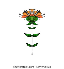 Symmetrical flower in ethnic style. Summer, spting decorative floral element for cards, poster, scrapbook, textile design