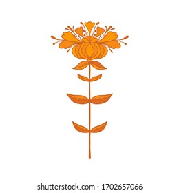 Symmetrical flower in ethnic style. Summer, spting decorative floral element for cards, poster, scrapbook, textile design