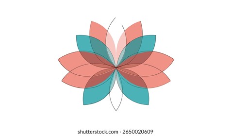 Design de pétala de flor simétrica com interseção de formas geométricas e cores calmantes