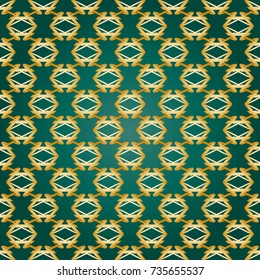 symmetrical flower shapes gradient yellow on a dark green background, forming a seamless pattern