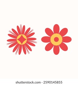 symmetrical flowers on a white background.